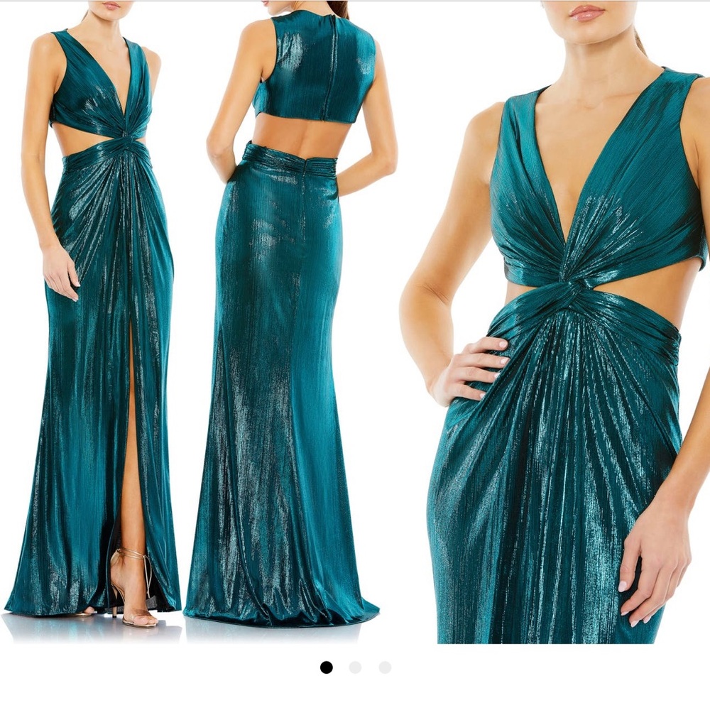 Mac Duggal teal cutout dress. Gorgeous!